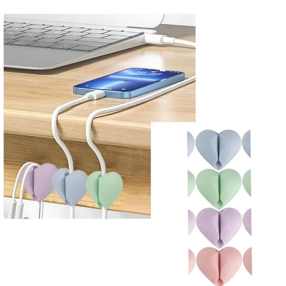 Pastel Heart-Shaped Cable Organizer